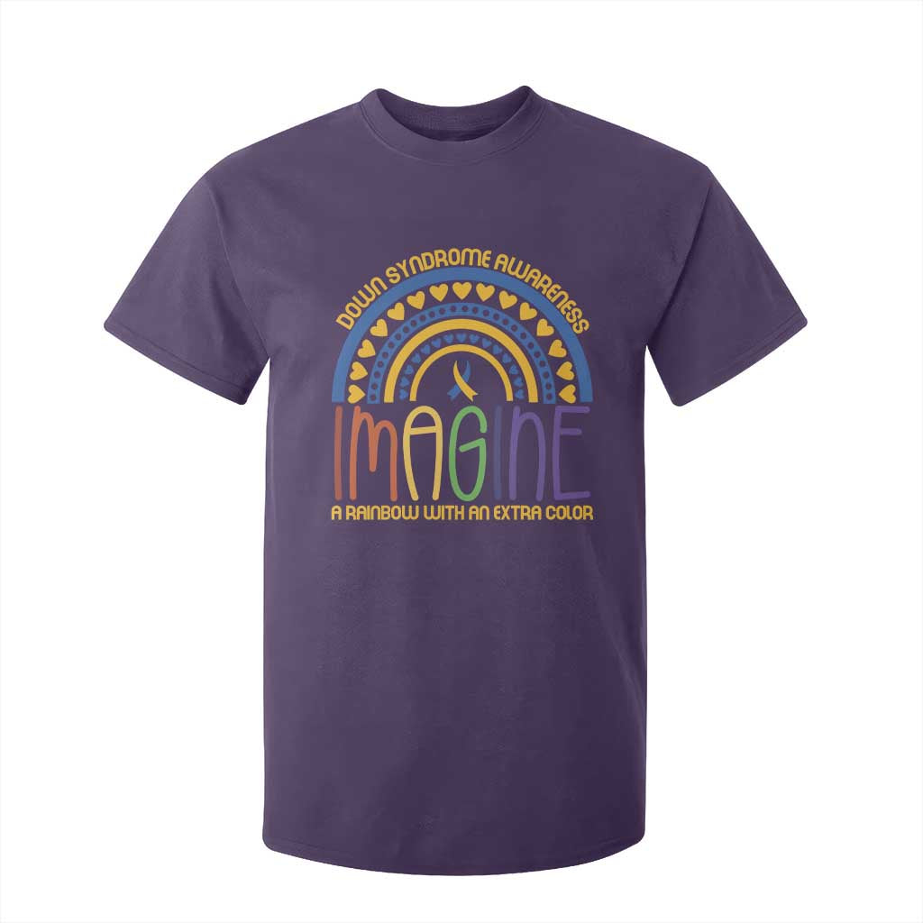 Down Syndrome Support T Shirt For Kid Imagine A Rainbow With An Extra Color Heart Rainbow