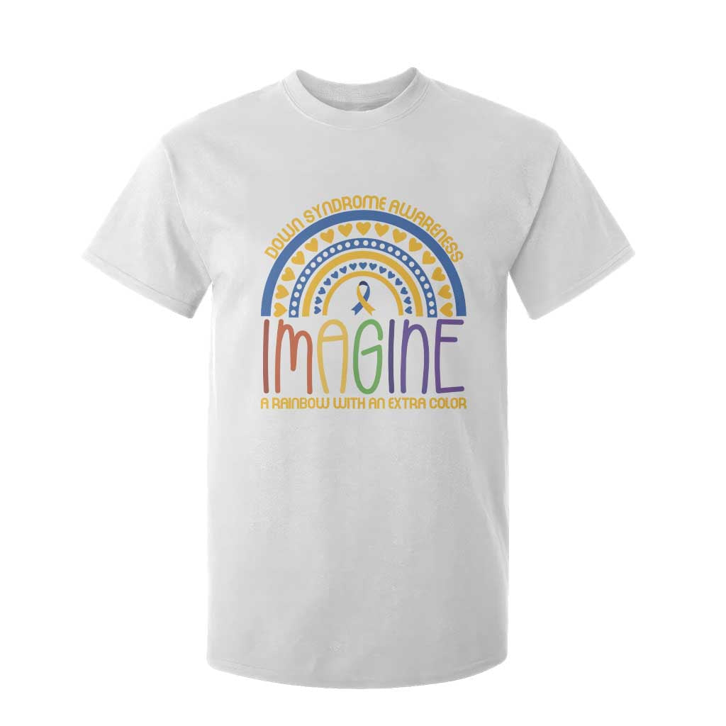 Down Syndrome Support T Shirt For Kid Imagine A Rainbow With An Extra Color Heart Rainbow