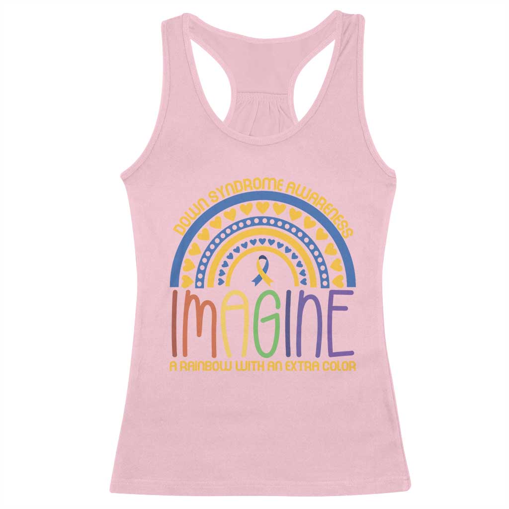 Down Syndrome Support Racerback Tank Top Imagine A Rainbow With An Extra Color Heart Rainbow