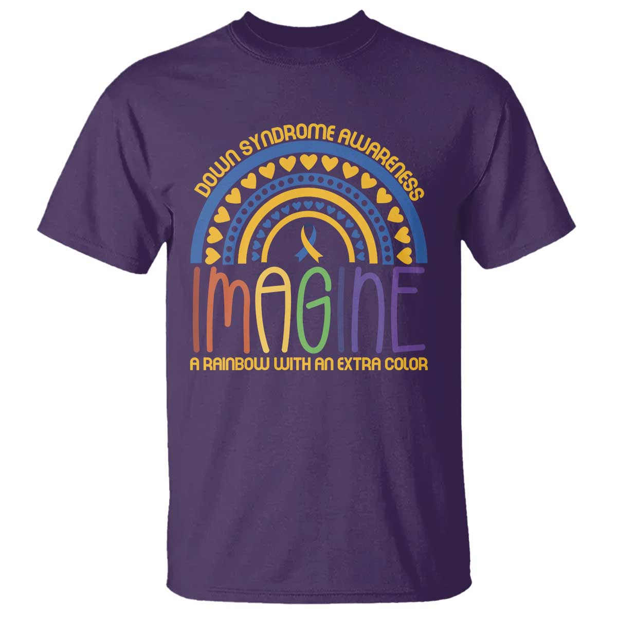 Down Syndrome Support T Shirt Imagine A Rainbow With An Extra Color Heart Rainbow