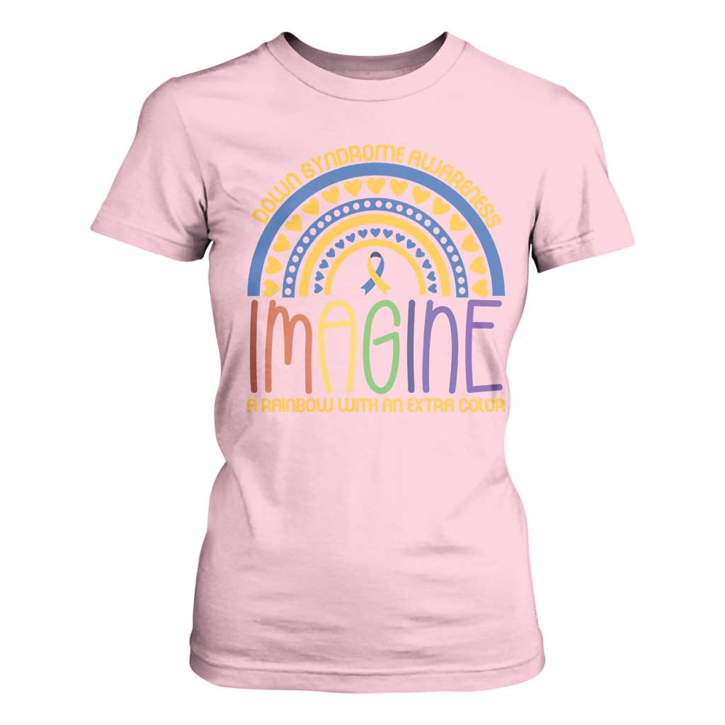 Down Syndrome Support T Shirt For Women Imagine A Rainbow With An Extra Color Heart Rainbow