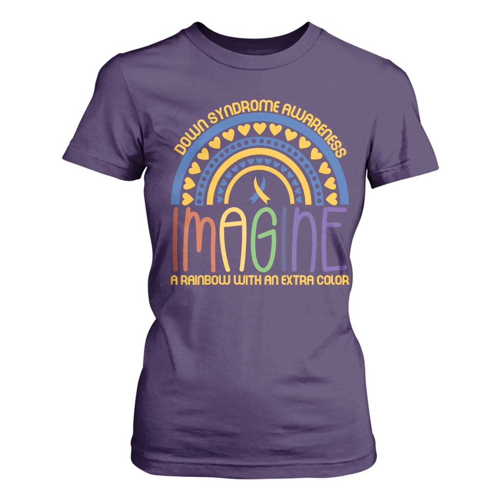 Down Syndrome Support T Shirt For Women Imagine A Rainbow With An Extra Color Heart Rainbow