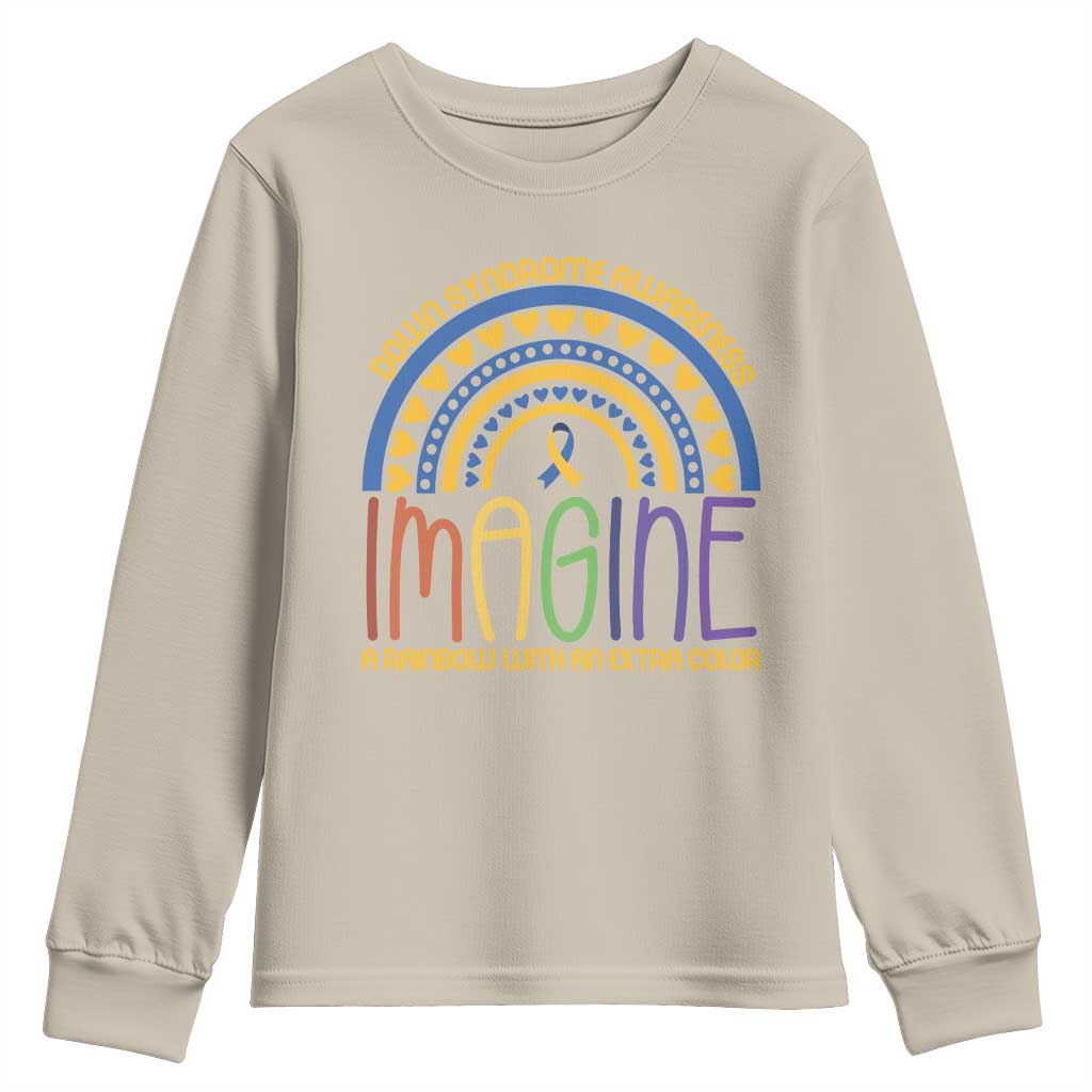 Down Syndrome Support Youth Sweatshirt Imagine A Rainbow With An Extra Color Heart Rainbow