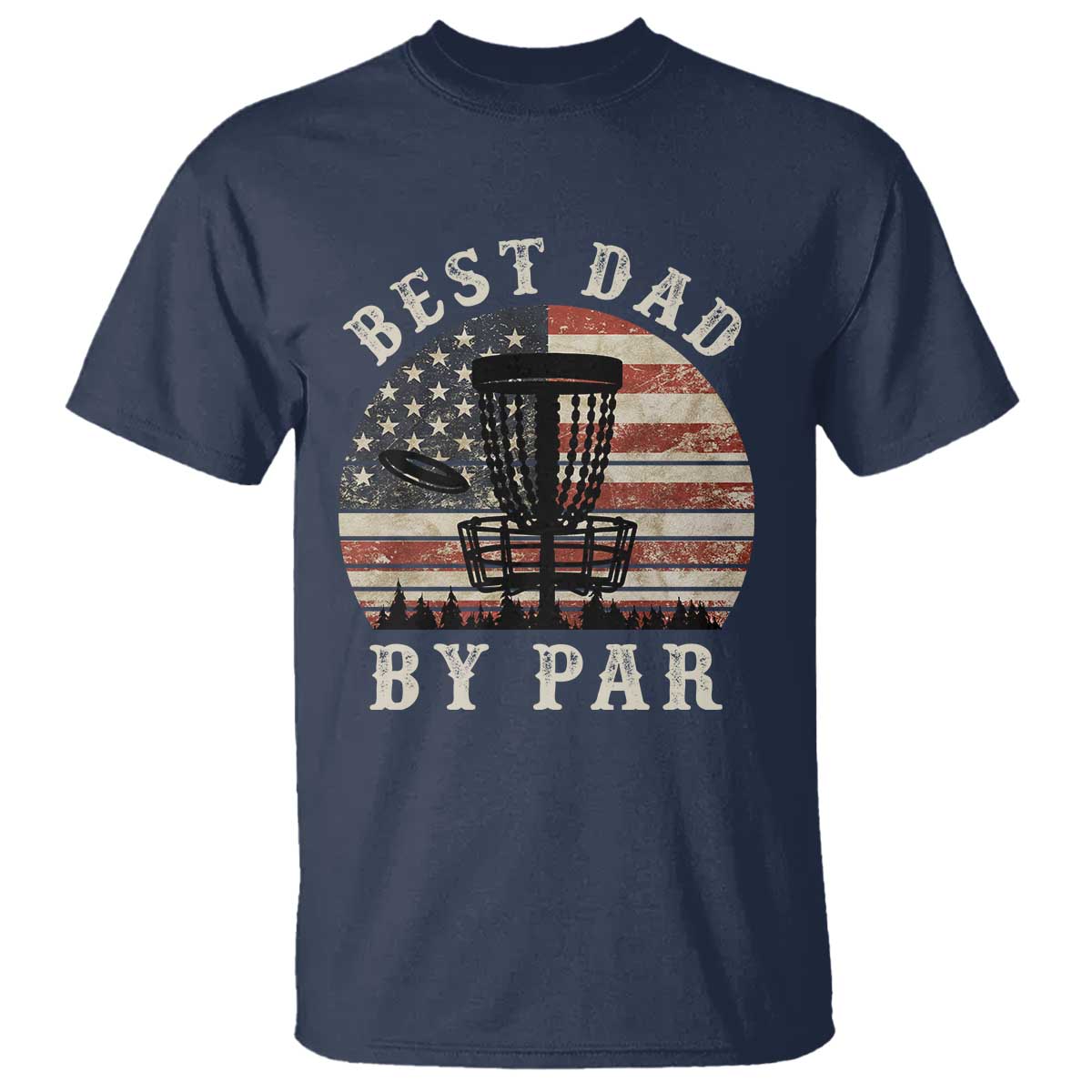 funny-disc-golf-dad-best-dad-by-par-t-shirt-vintage-american-flag-fathers-day