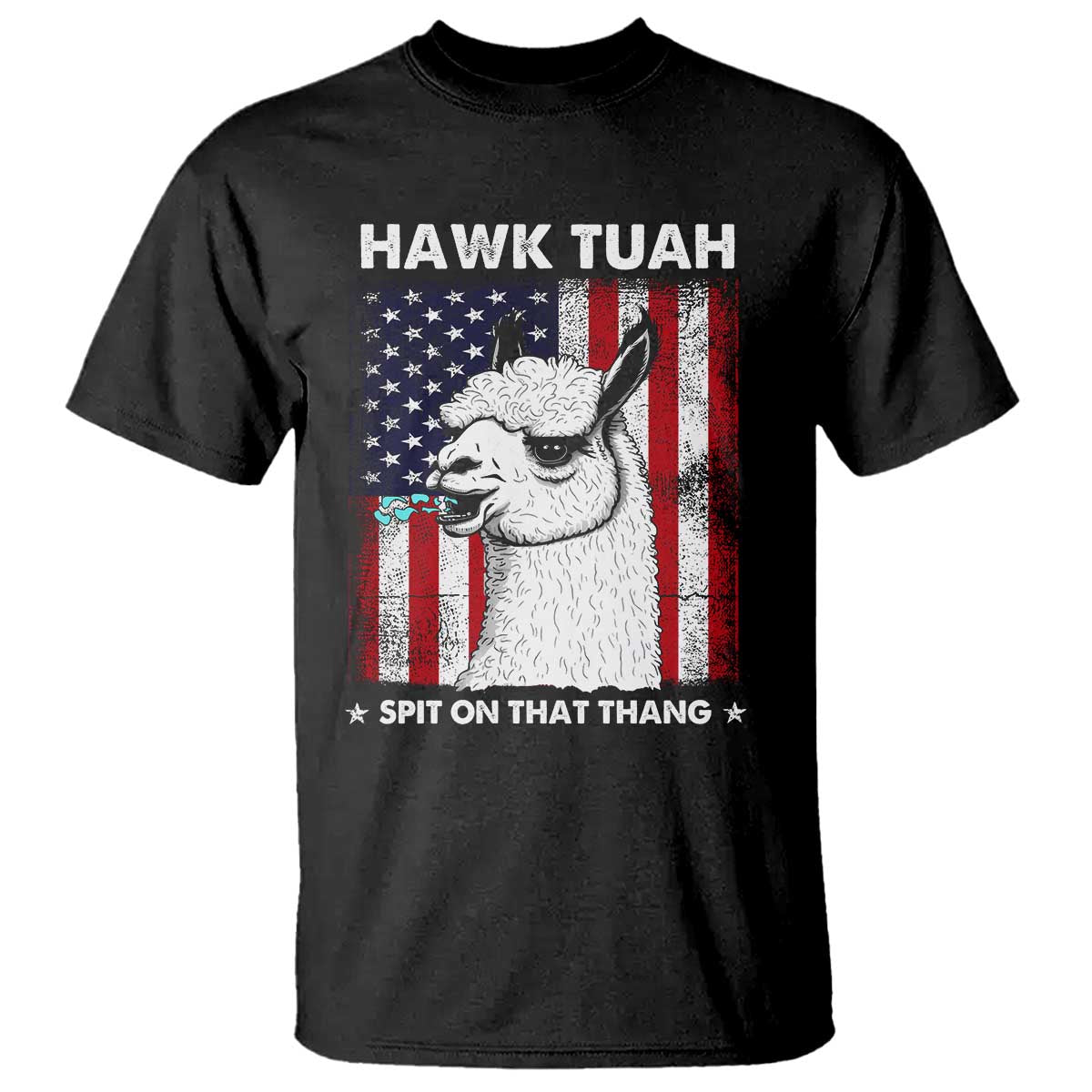 funny-llama-t-shirt-hawk-tuah-spit-on-that-thang-american-flag