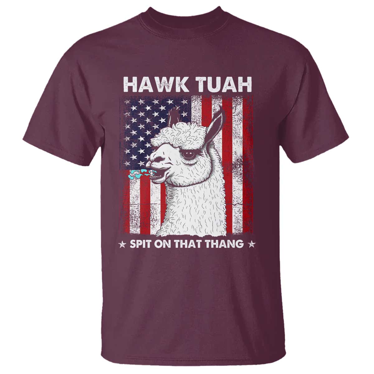funny-llama-t-shirt-hawk-tuah-spit-on-that-thang-american-flag