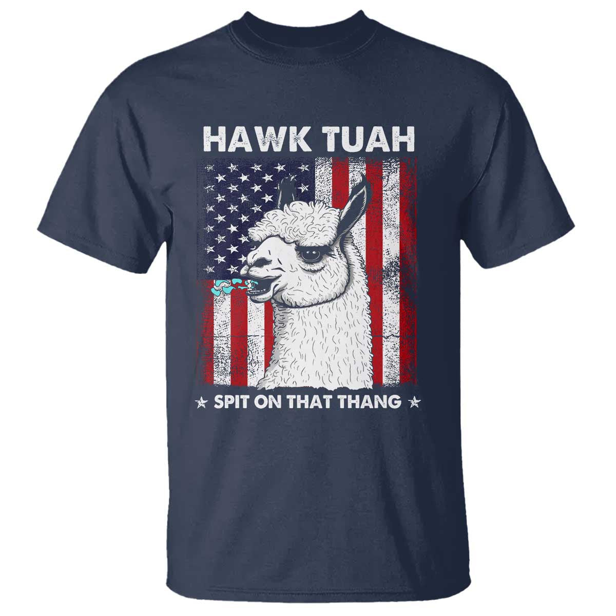funny-llama-t-shirt-hawk-tuah-spit-on-that-thang-american-flag
