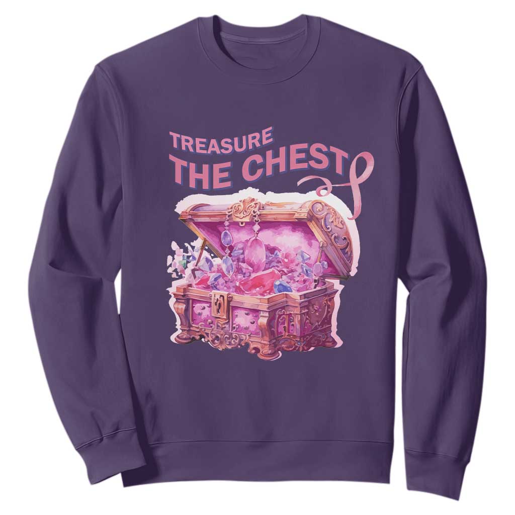 Breast Cancer Support Sweatshirt Treasure The Chest Crystal Diamond Pink Ribbon