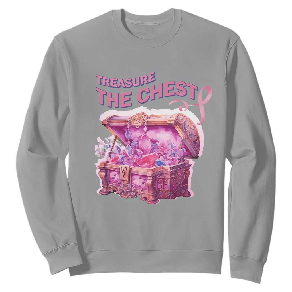 Breast Cancer Support Sweatshirt Treasure The Chest Crystal Diamond Pink Ribbon