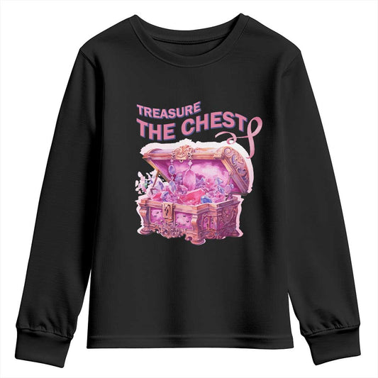 Breast Cancer Support Youth Sweatshirt Treasure The Chest Crystal Diamond Pink Ribbon