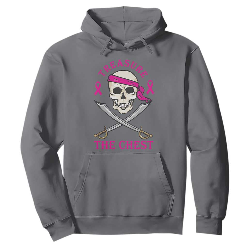 Breast Cancer Support Hoodie Treasure The Chest Pirate Skull Sword Pink Ribbon