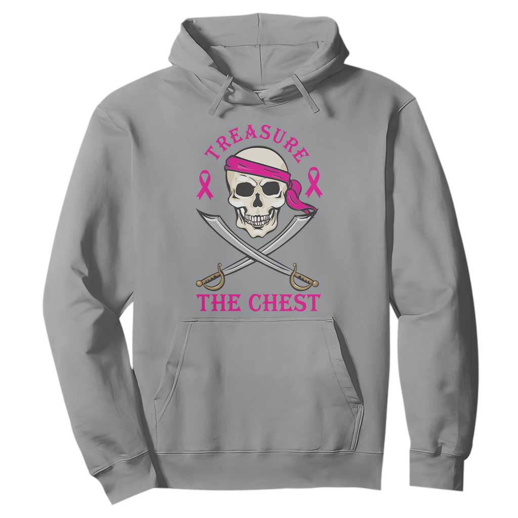 Breast Cancer Support Hoodie Treasure The Chest Pirate Skull Sword Pink Ribbon