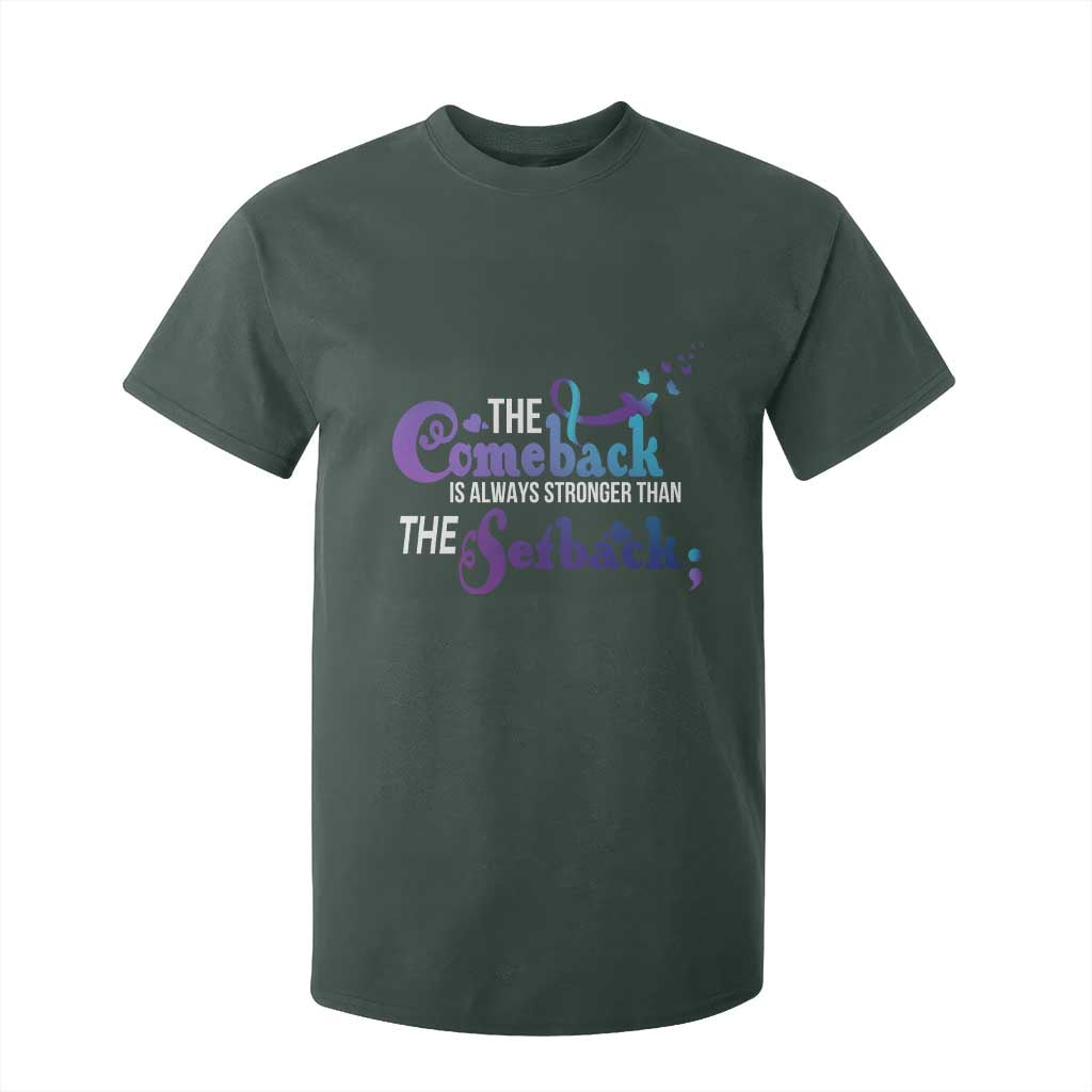 Suicide Prevention Support T Shirt For Kid The Comeback Is Always Stronger Than The Setback Semicolon
