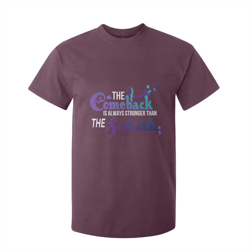 Suicide Prevention Support T Shirt For Kid The Comeback Is Always Stronger Than The Setback Semicolon