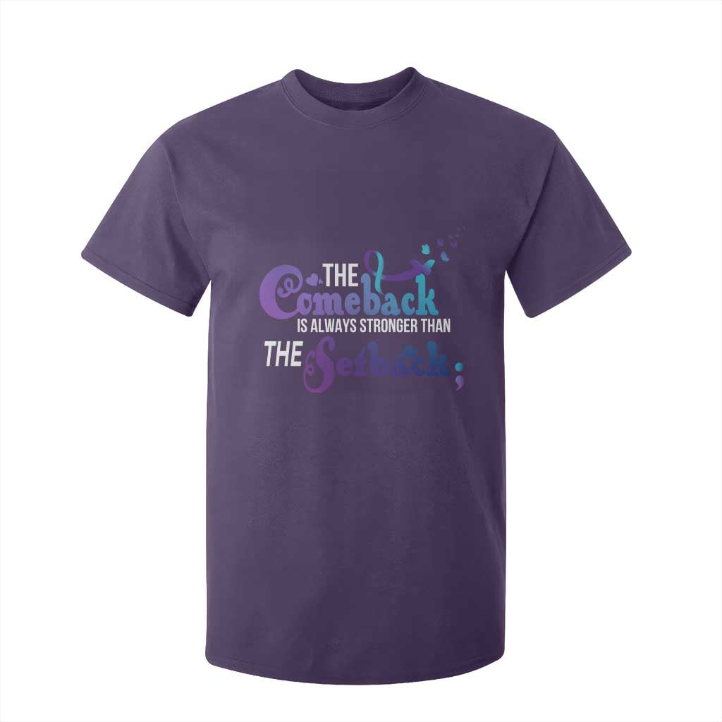 Suicide Prevention Support T Shirt For Kid The Comeback Is Always Stronger Than The Setback Semicolon