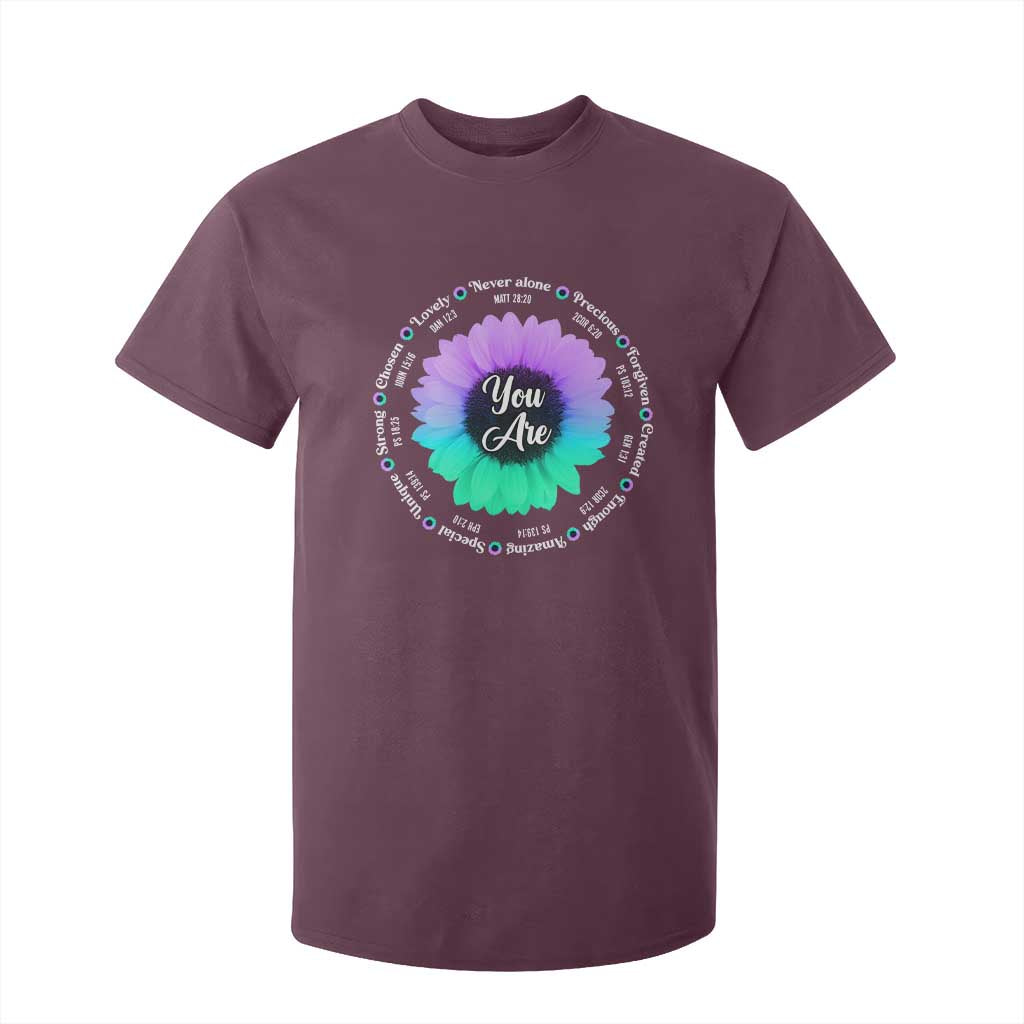 Suicide Prevention Support T Shirt For Kid You Are Never Alone Enough Amazing Special Strong Lovely Sunflower