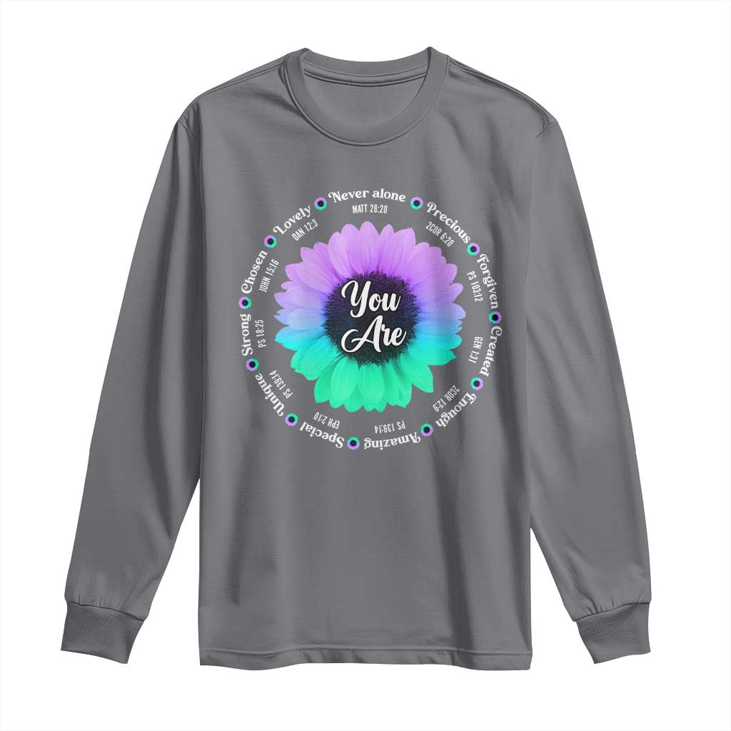 Suicide Prevention Support Long Sleeve Shirt You Are Never Alone Enough Amazing Special Strong Lovely Sunflower