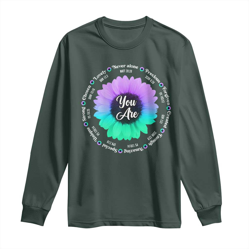 Suicide Prevention Support Long Sleeve Shirt You Are Never Alone Enough Amazing Special Strong Lovely Sunflower