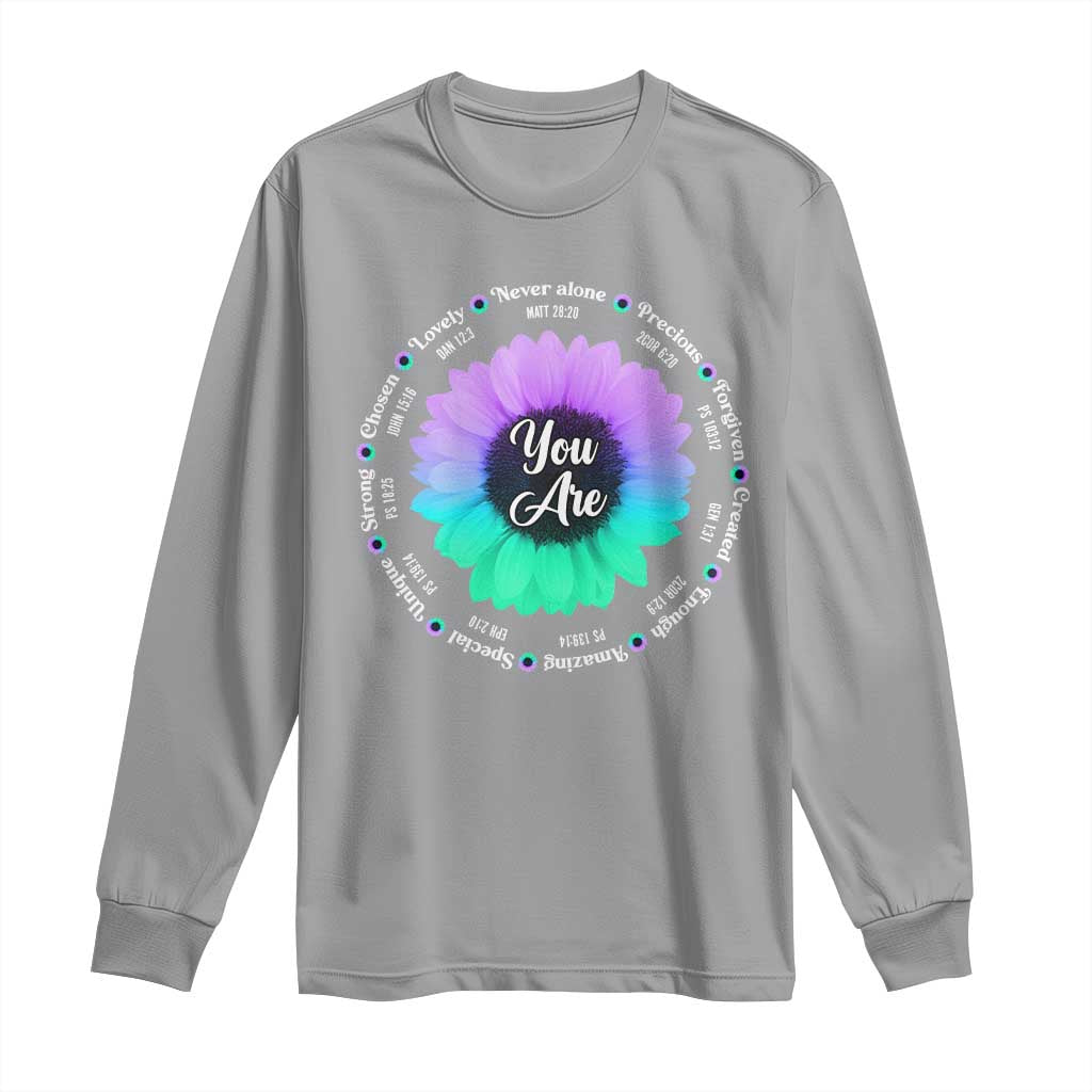 Suicide Prevention Support Long Sleeve Shirt You Are Never Alone Enough Amazing Special Strong Lovely Sunflower