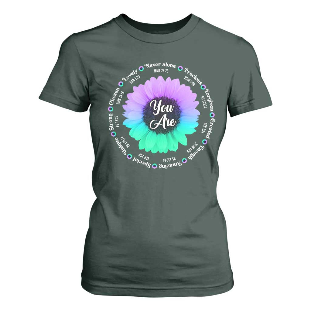 Suicide Prevention Support T Shirt For Women You Are Never Alone Enough Amazing Special Strong Lovely Sunflower