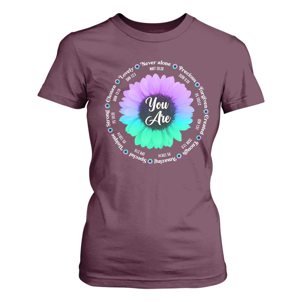 Suicide Prevention Support T Shirt For Women You Are Never Alone Enough Amazing Special Strong Lovely Sunflower