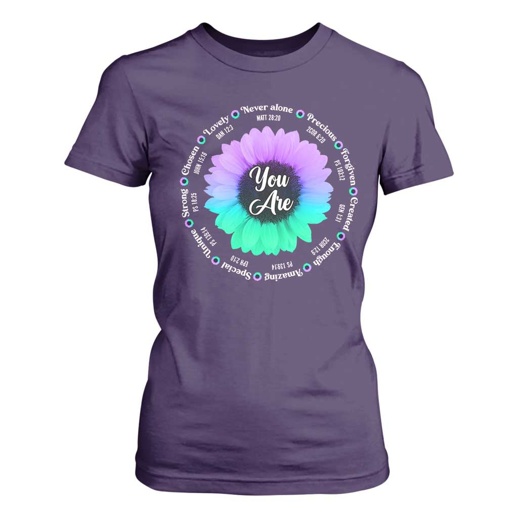 Suicide Prevention Support T Shirt For Women You Are Never Alone Enough Amazing Special Strong Lovely Sunflower