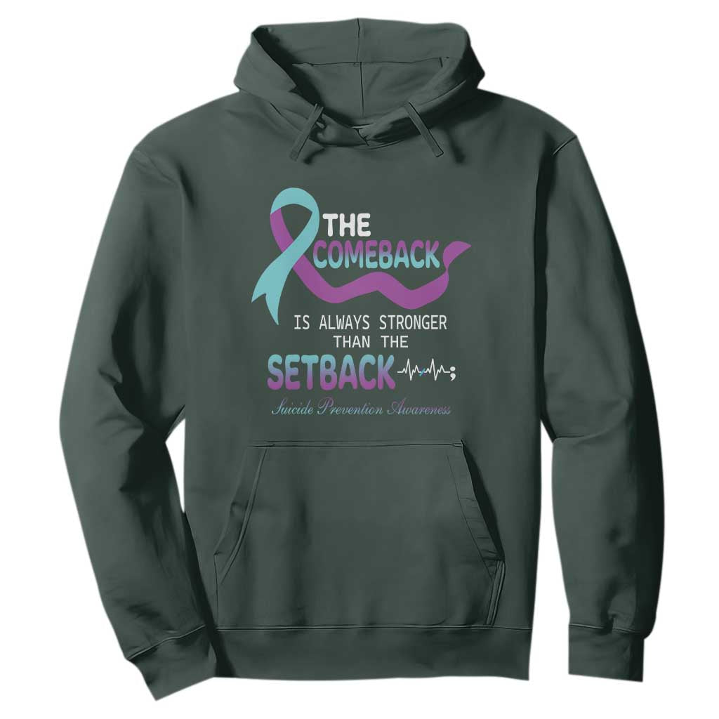 Suicide Prevention Support Hoodie The Comeback Is Always Stronger Than The Setback Heartbeat