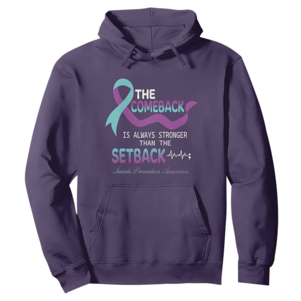 Suicide Prevention Support Hoodie The Comeback Is Always Stronger Than The Setback Heartbeat