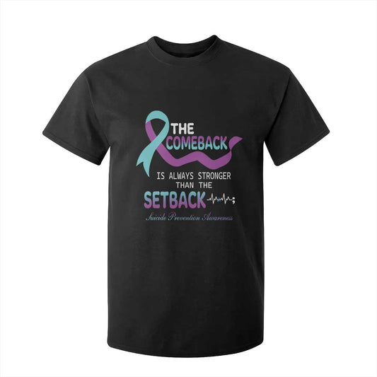 Suicide Prevention Support T Shirt For Kid The Comeback Is Always Stronger Than The Setback Heartbeat