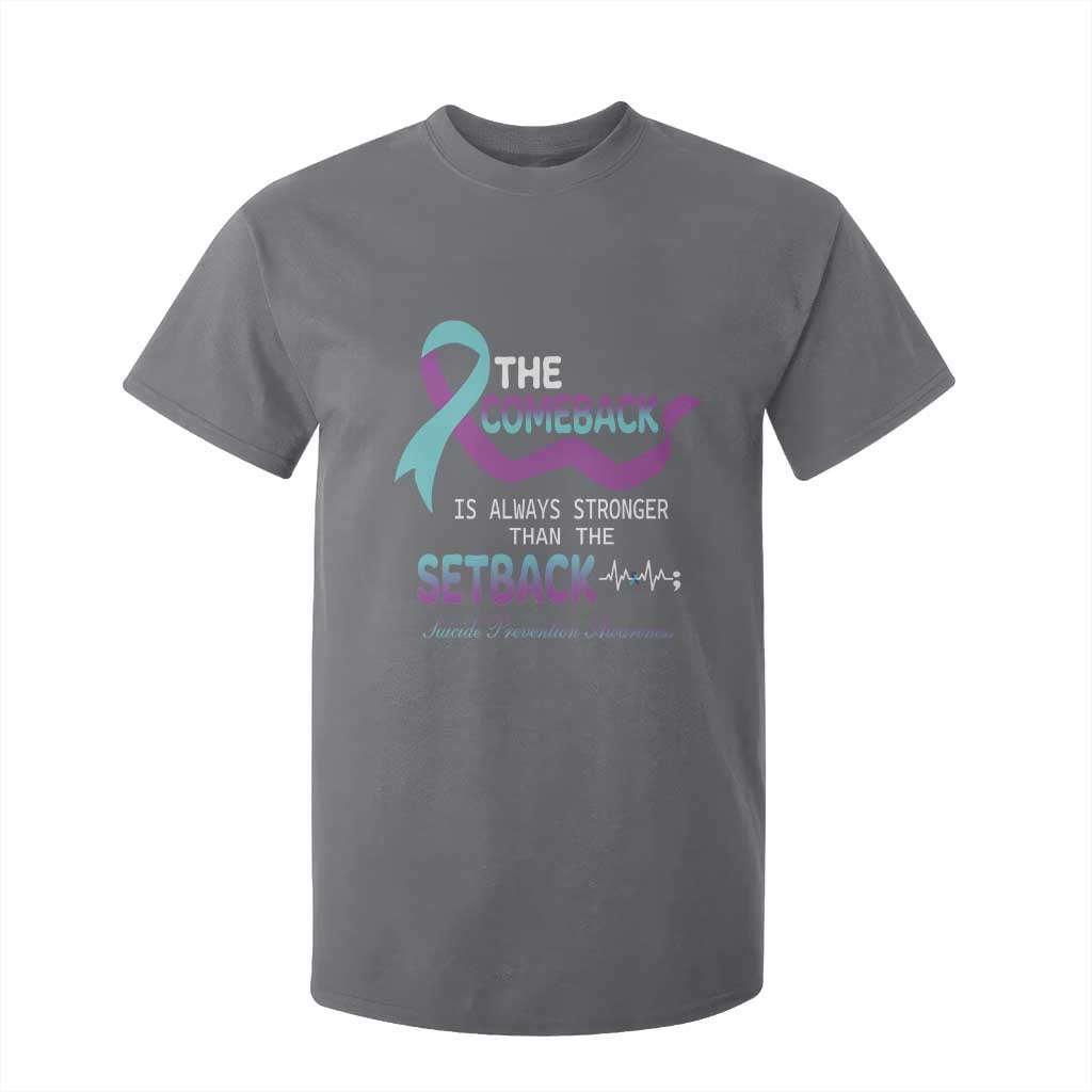 Suicide Prevention Support T Shirt For Kid The Comeback Is Always Stronger Than The Setback Heartbeat