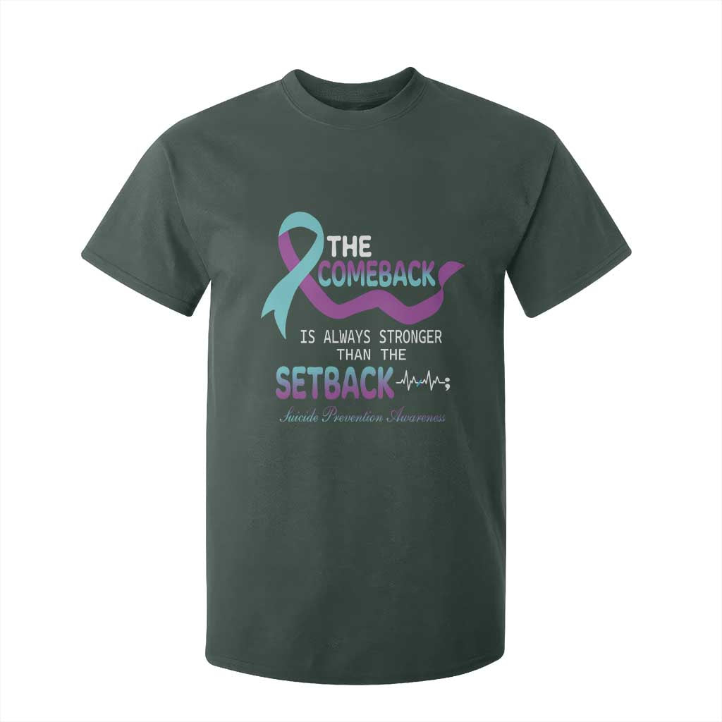 Suicide Prevention Support T Shirt For Kid The Comeback Is Always Stronger Than The Setback Heartbeat