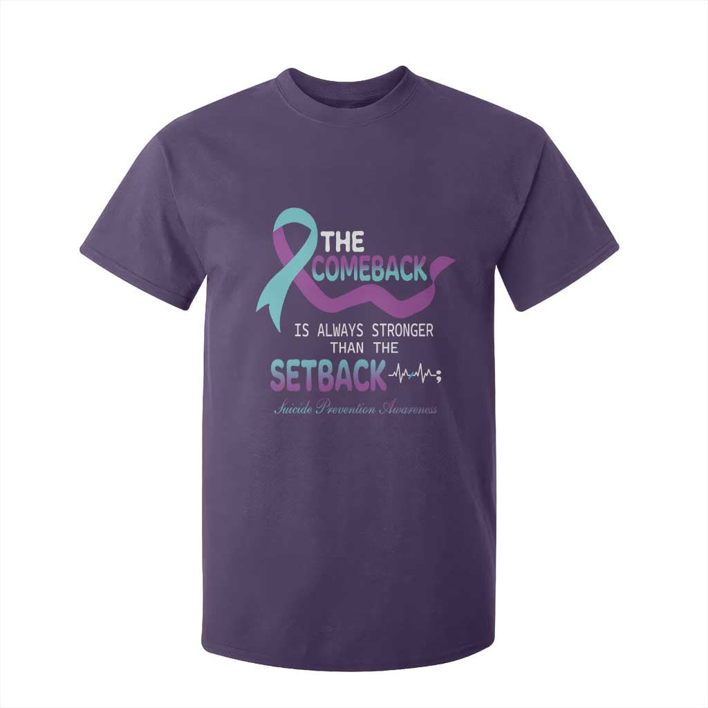 Suicide Prevention Support T Shirt For Kid The Comeback Is Always Stronger Than The Setback Heartbeat