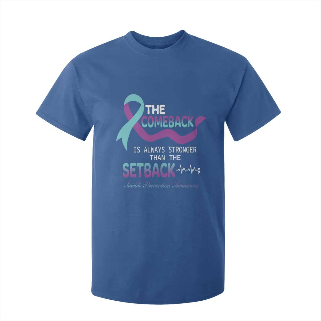 Suicide Prevention Support T Shirt For Kid The Comeback Is Always Stronger Than The Setback Heartbeat