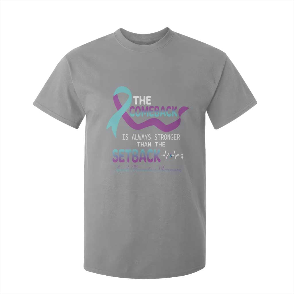 Suicide Prevention Support T Shirt For Kid The Comeback Is Always Stronger Than The Setback Heartbeat