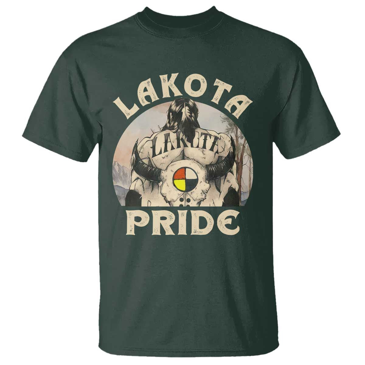 native-american-t-shirt-lakota-pride-medicine-wheel-cow-skull