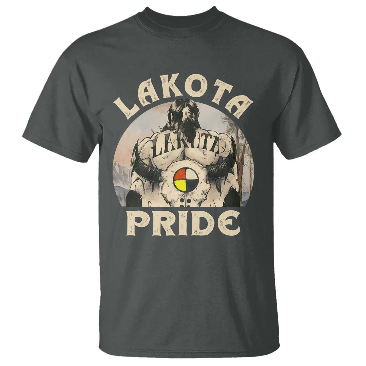 native-american-t-shirt-lakota-pride-medicine-wheel-cow-skull