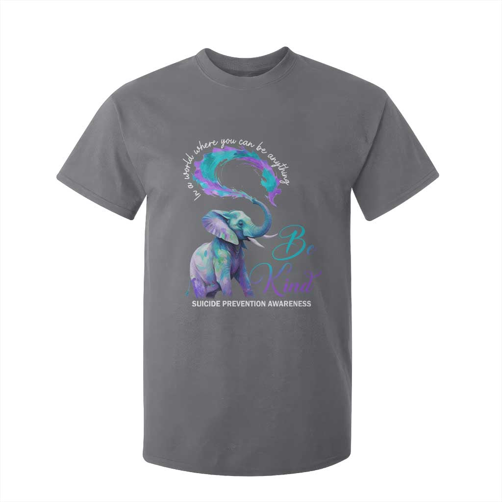 Suicide Prevention Support T Shirt For Kid In A World Where You Can Be Anything Be Kind Elephant