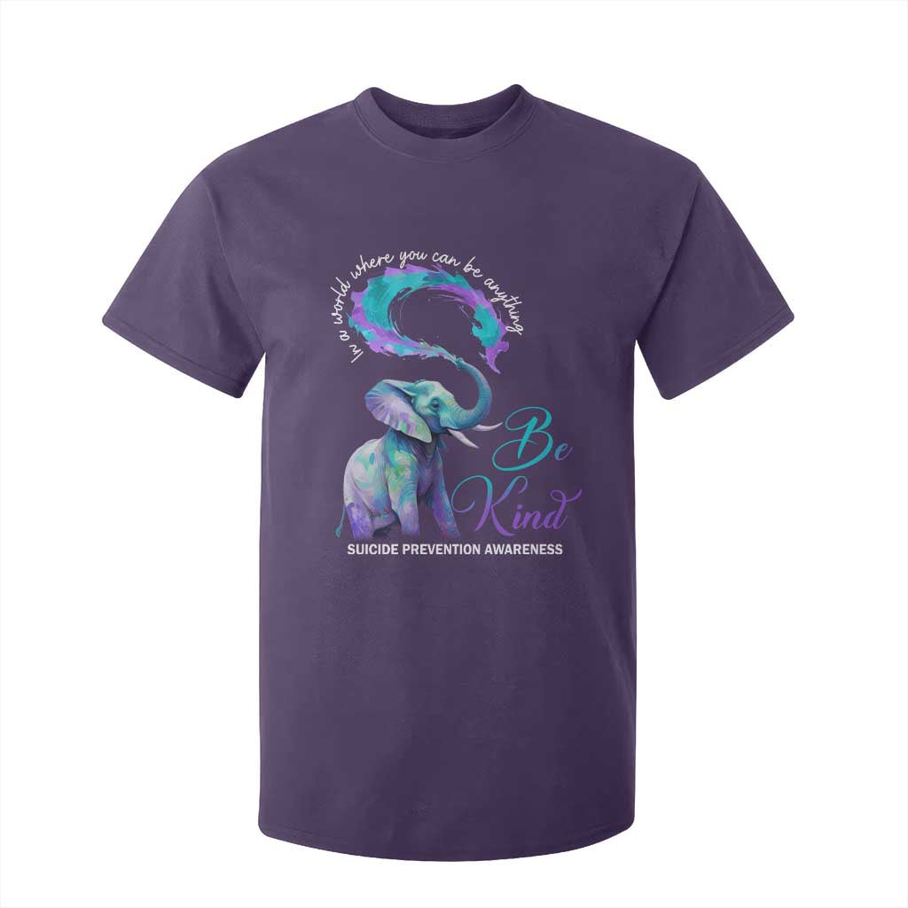 Suicide Prevention Support T Shirt For Kid In A World Where You Can Be Anything Be Kind Elephant