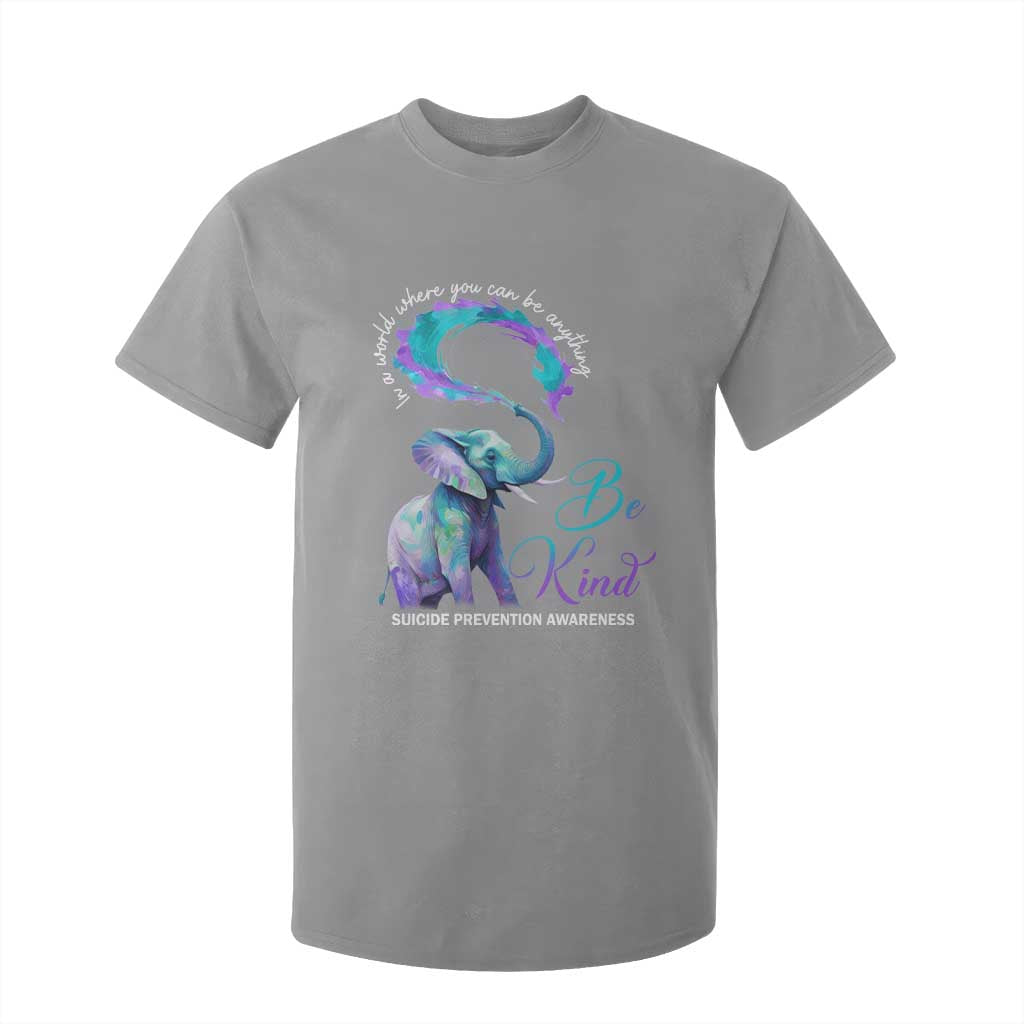 Suicide Prevention Support T Shirt For Kid In A World Where You Can Be Anything Be Kind Elephant