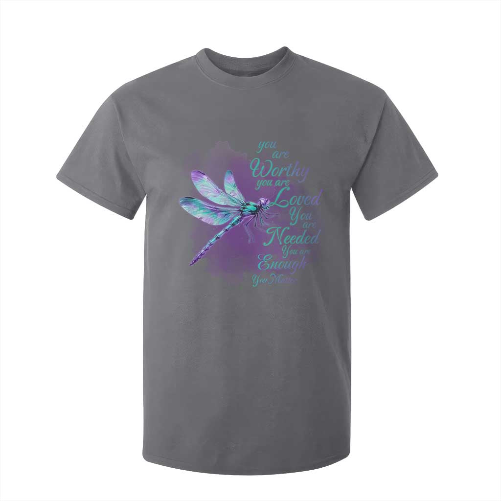 Suicide Prevention Support T Shirt For Kid You Are Worthy Loved Needed Enough Dragonfly