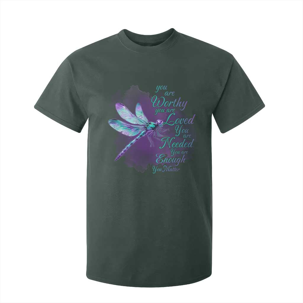 Suicide Prevention Support T Shirt For Kid You Are Worthy Loved Needed Enough Dragonfly