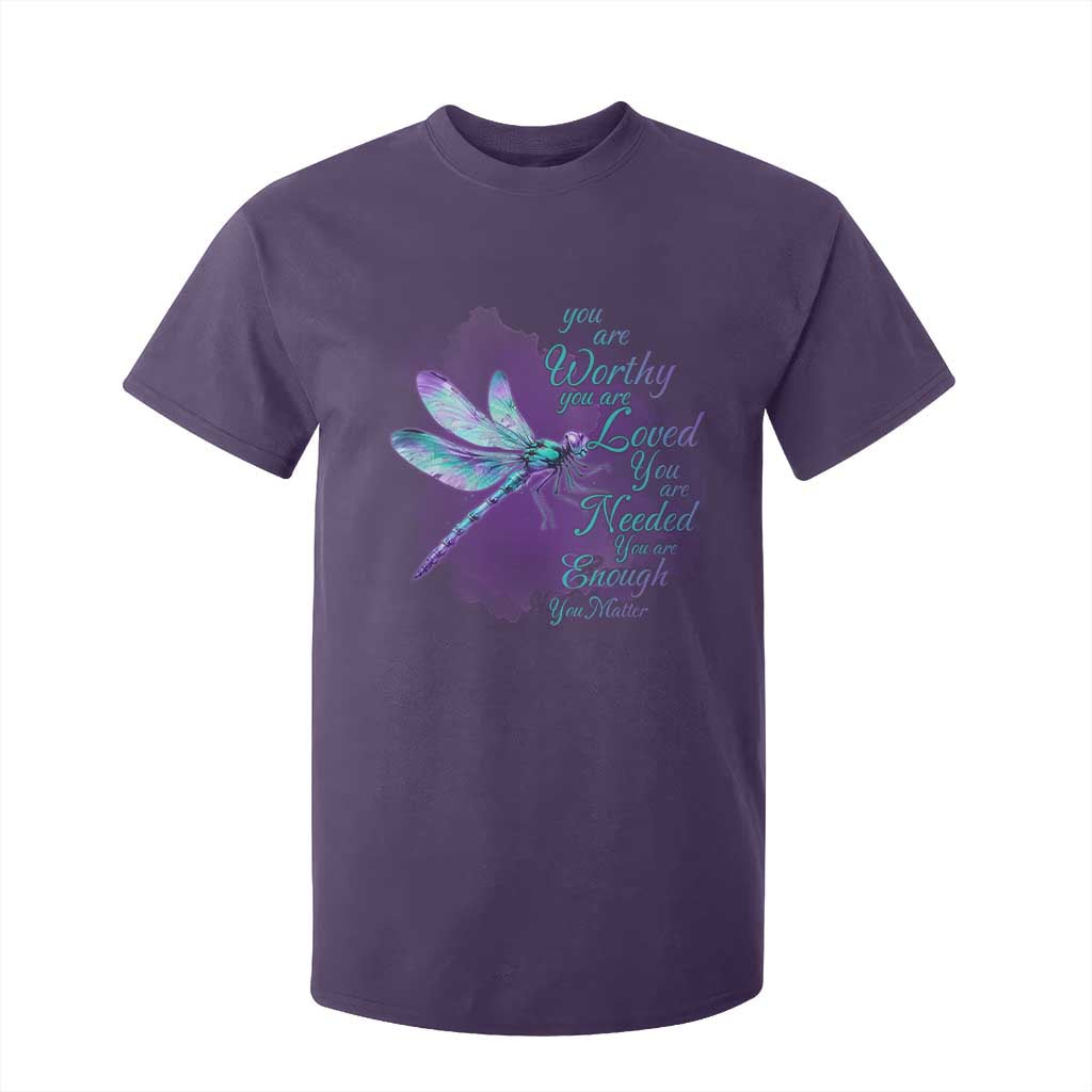 Suicide Prevention Support T Shirt For Kid You Are Worthy Loved Needed Enough Dragonfly