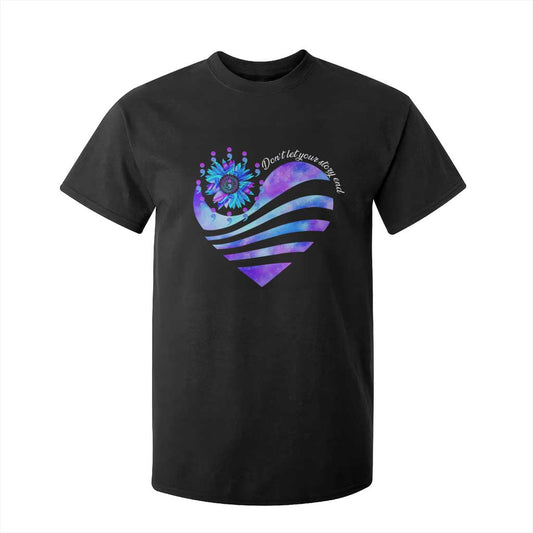 Suicide Prevention Support T Shirt For Kid Don't Let Your Story End Heart Semicolon Sunflower