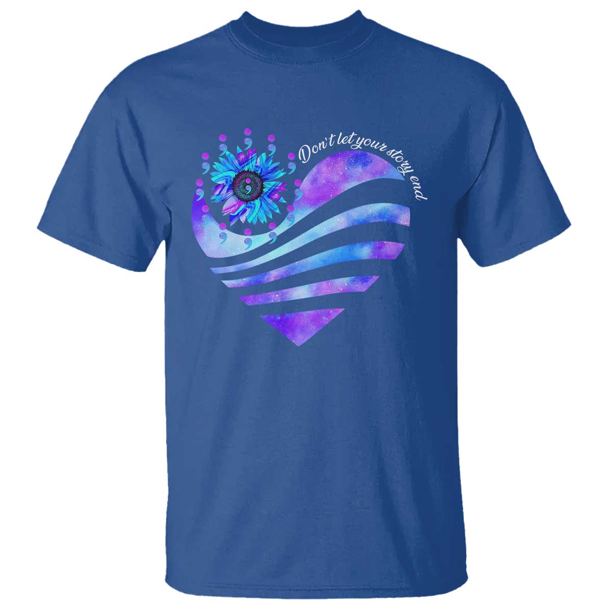 Suicide Prevention Support T Shirt Don't Let Your Story End Heart Semicolon Sunflower