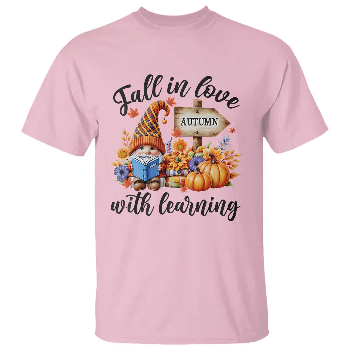 funny-teacher-t-shirt-fall-in-love-with-learning-autumn-pumpkin-reading-thanksgiving-gnome