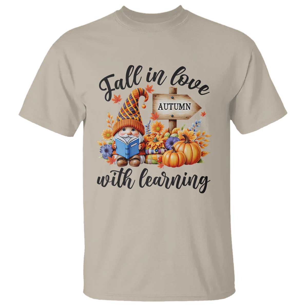 funny-teacher-t-shirt-fall-in-love-with-learning-autumn-pumpkin-reading-thanksgiving-gnome