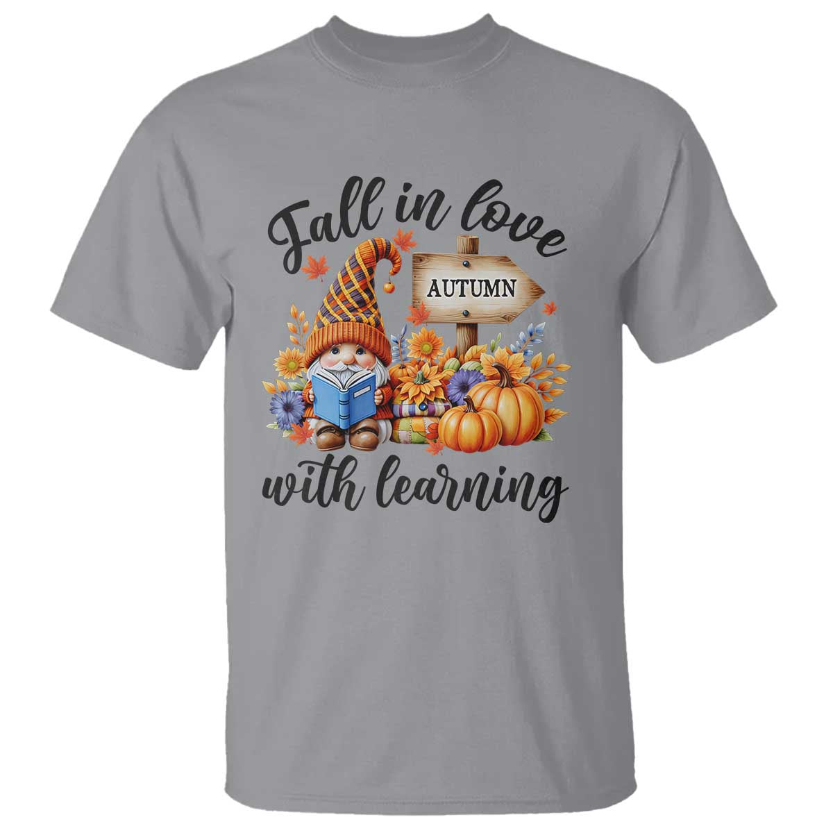 funny-teacher-t-shirt-fall-in-love-with-learning-autumn-pumpkin-reading-thanksgiving-gnome