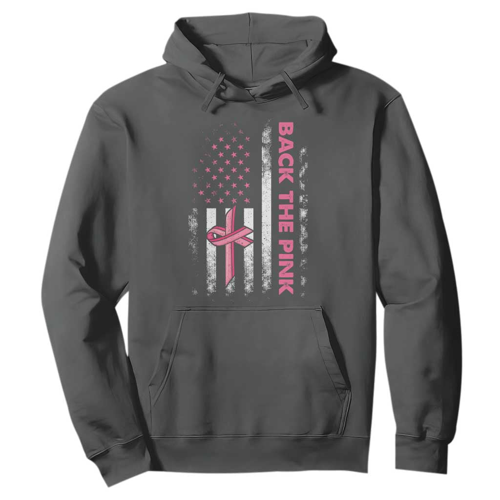 Breast Cancer Support Hoodie Back The Pink Warrior American Flag