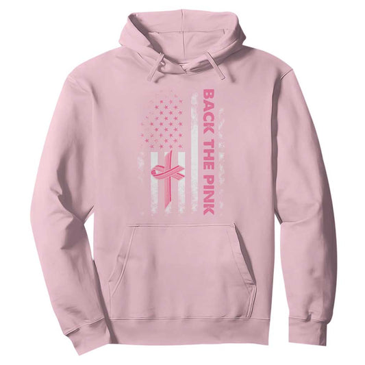 Breast Cancer Support Hoodie Back The Pink Warrior American Flag