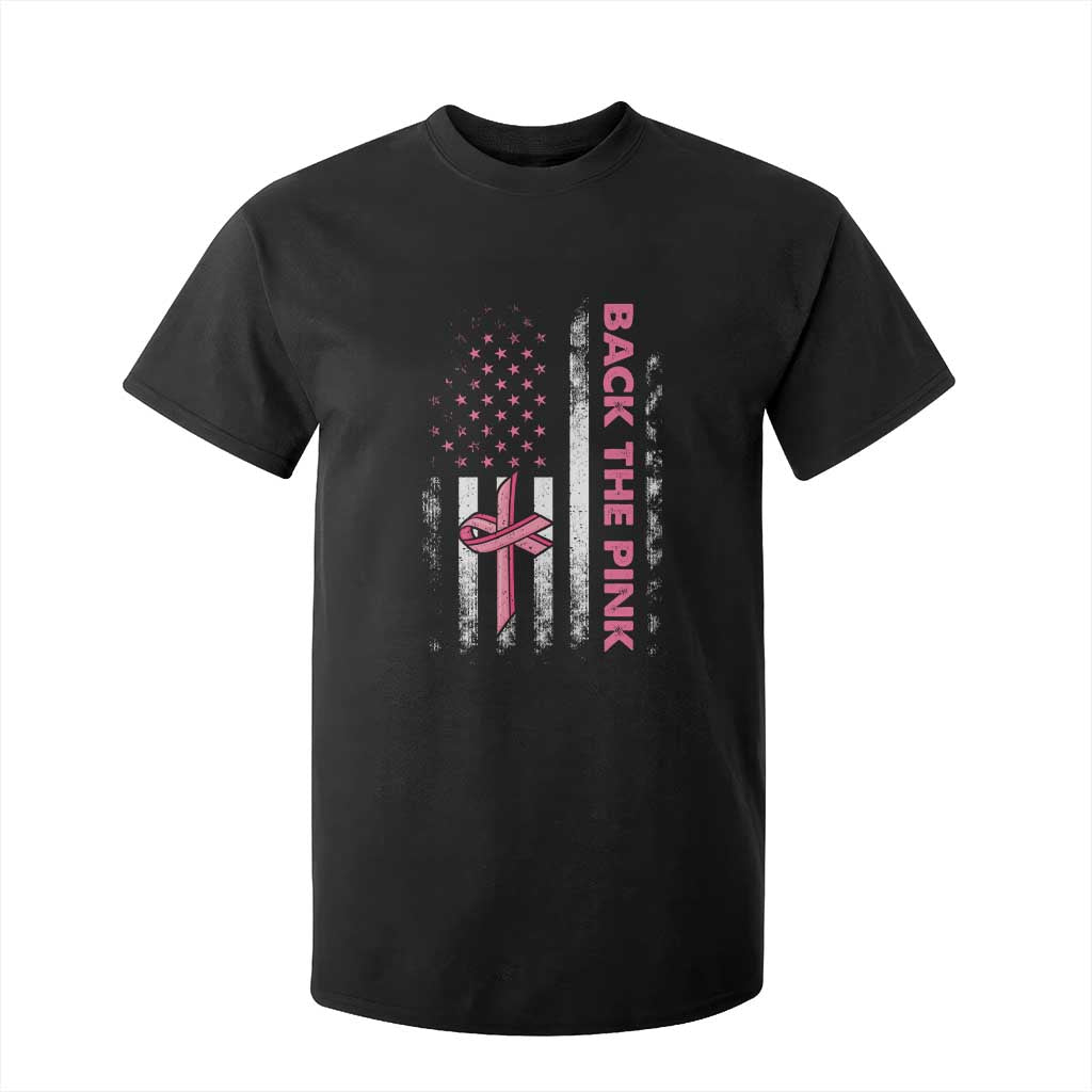 Breast Cancer Support T Shirt For Kid Back The Pink Warrior American Flag
